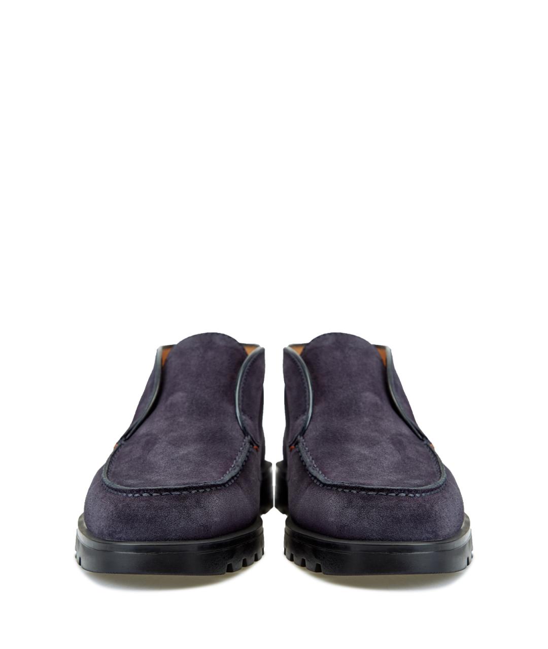 SANTONI Темно-синие замшевые лоферы, фото 5