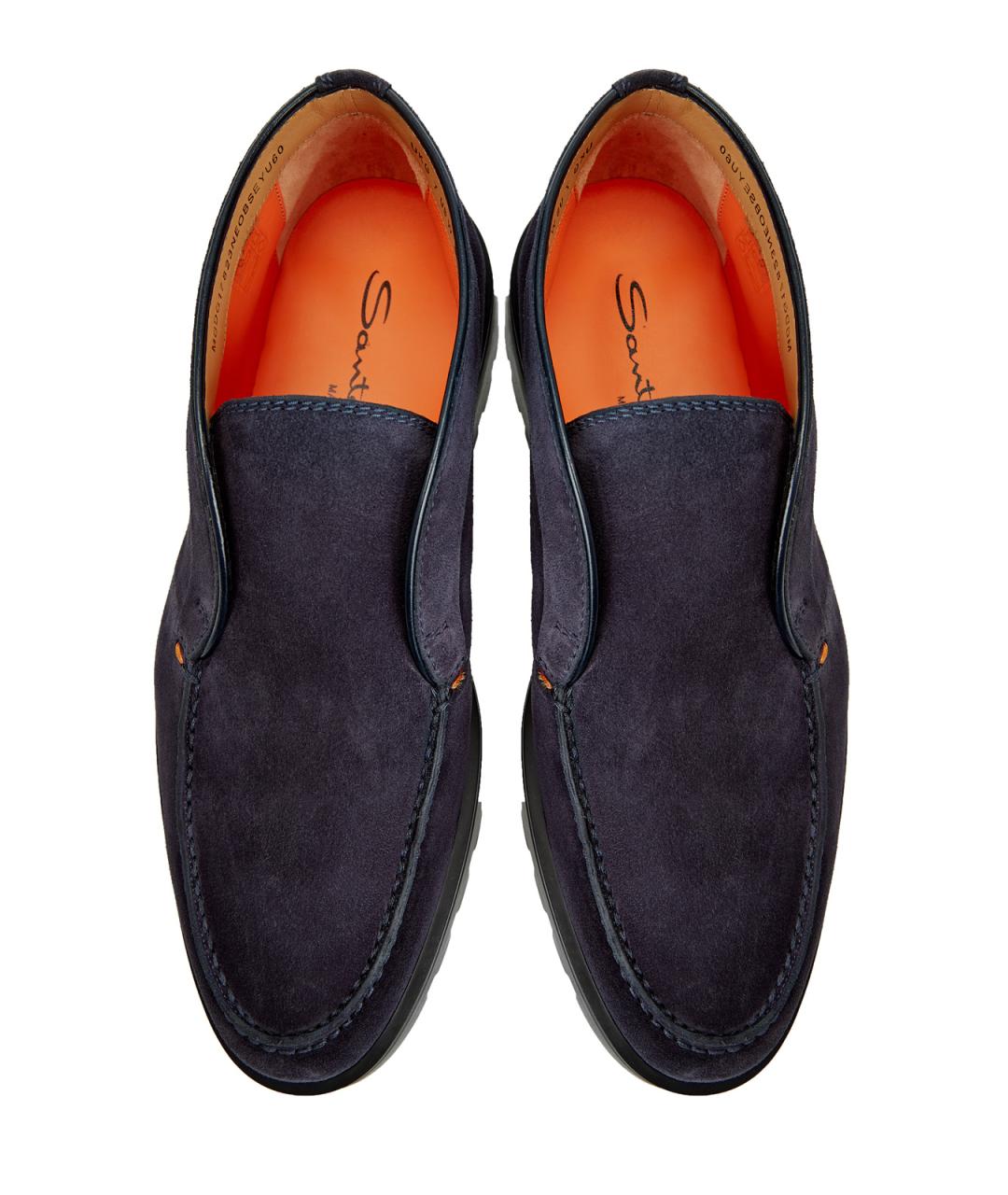 SANTONI Темно-синие замшевые лоферы, фото 4