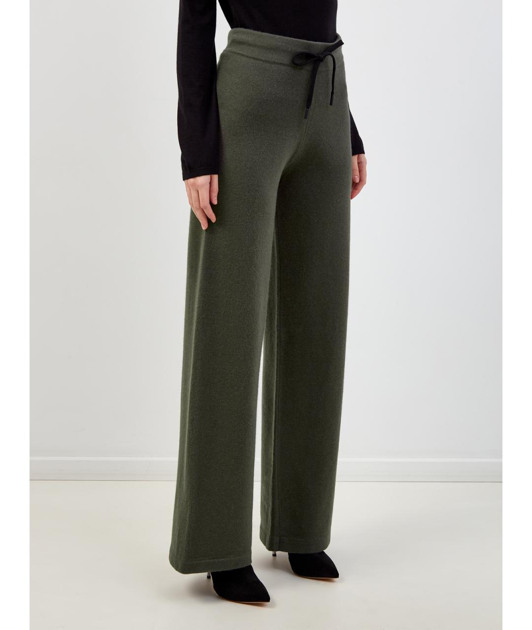 YVES SALOMON Зеленые полиамидовые прямые брюки, фото 3