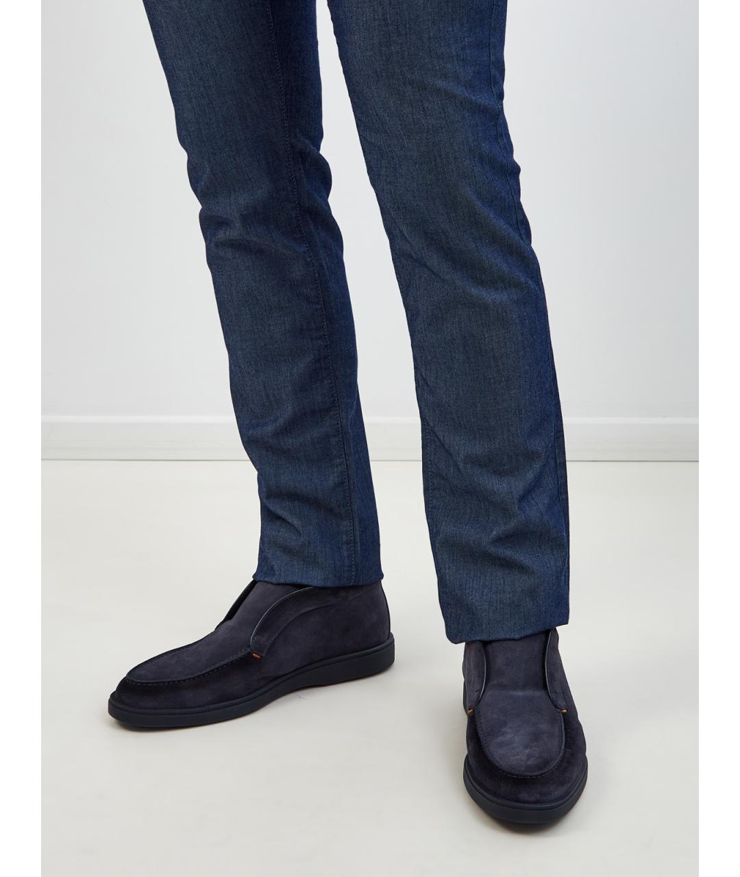 SANTONI Темно-синие замшевые лоферы, фото 3