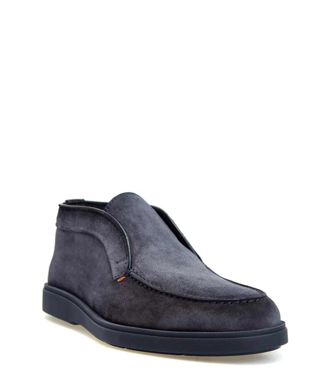 SANTONI Темно-синие замшевые лоферы, фото 4