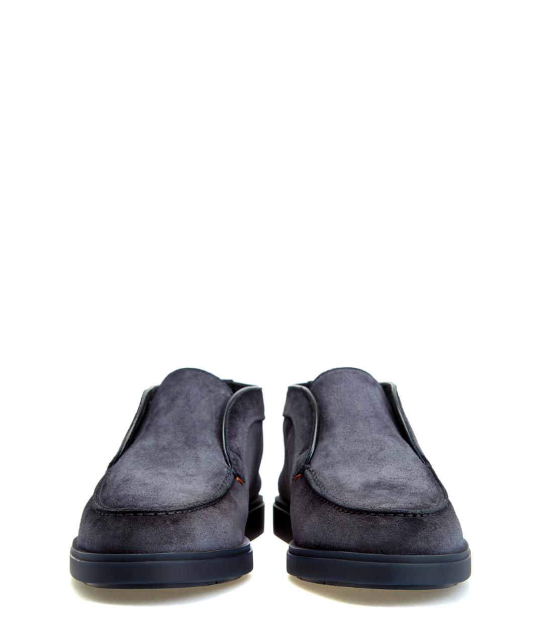 SANTONI Темно-синие замшевые лоферы, фото 7