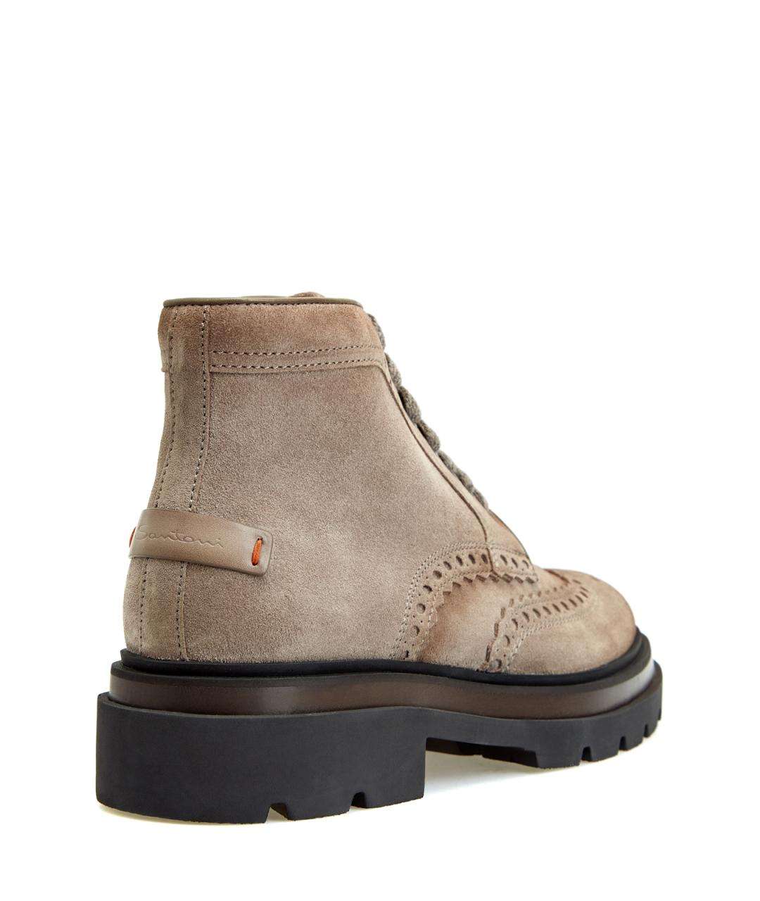 SANTONI Коричневые замшевые высокие ботинки, фото 4