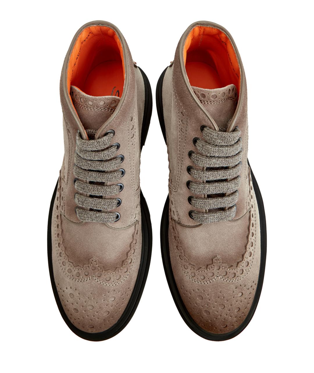 SANTONI Коричневые замшевые высокие ботинки, фото 5