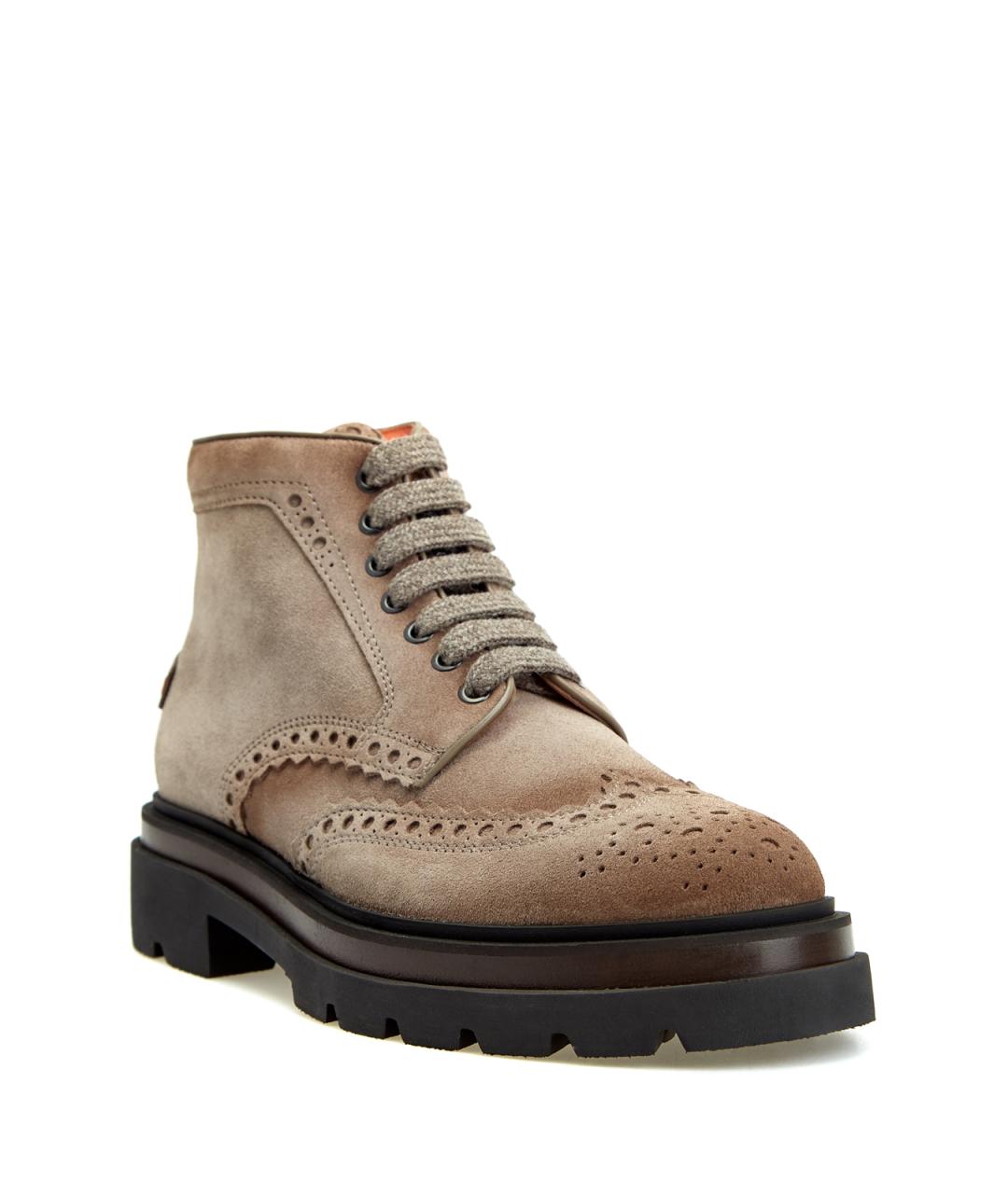 SANTONI Коричневые замшевые высокие ботинки, фото 3