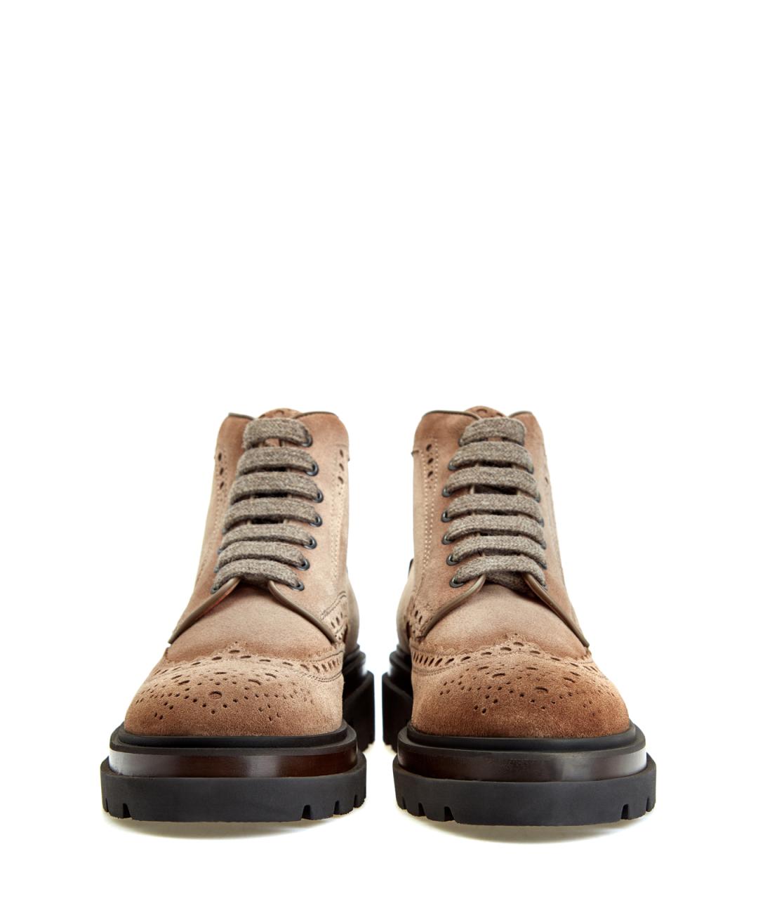 SANTONI Коричневые замшевые высокие ботинки, фото 6