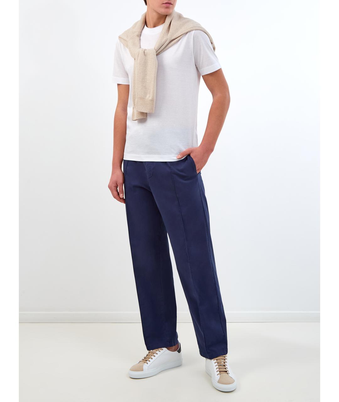 CANALI Синие хлопковые повседневные брюки, фото 2
