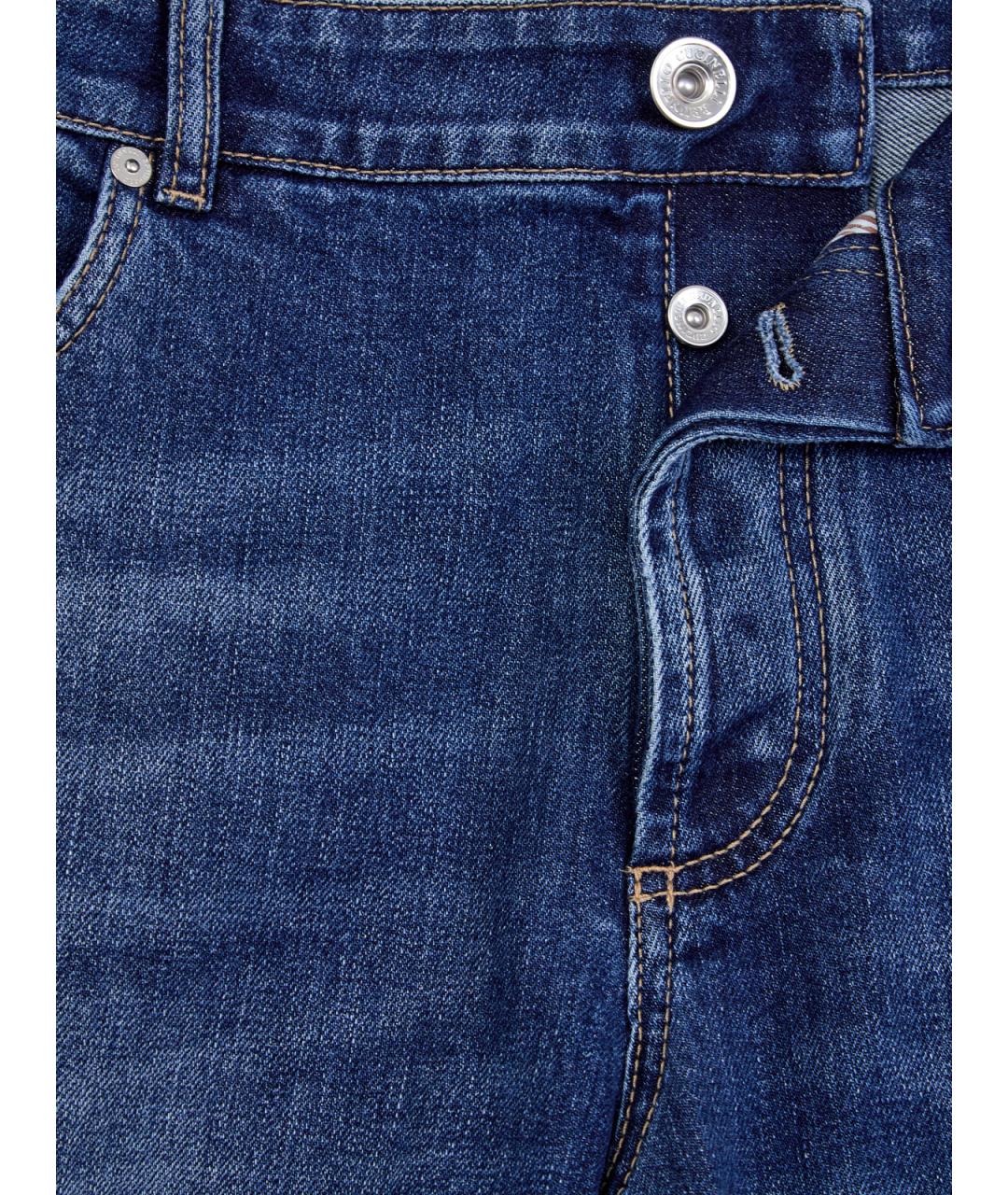 BRUNELLO CUCINELLI Синие хлопковые прямые джинсы, фото 6