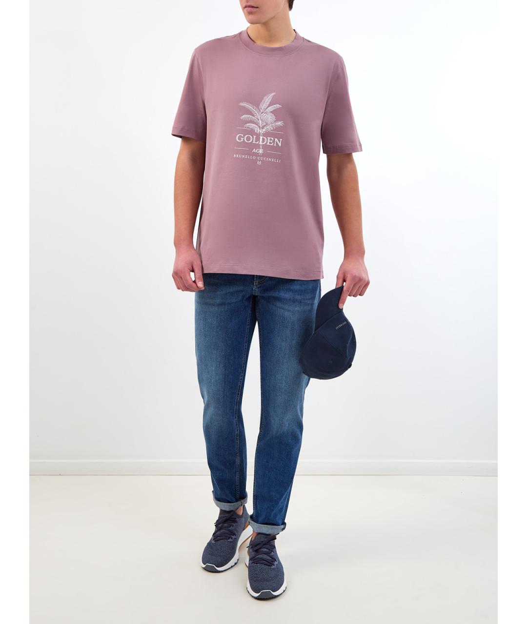 BRUNELLO CUCINELLI Синие хлопковые прямые джинсы, фото 2