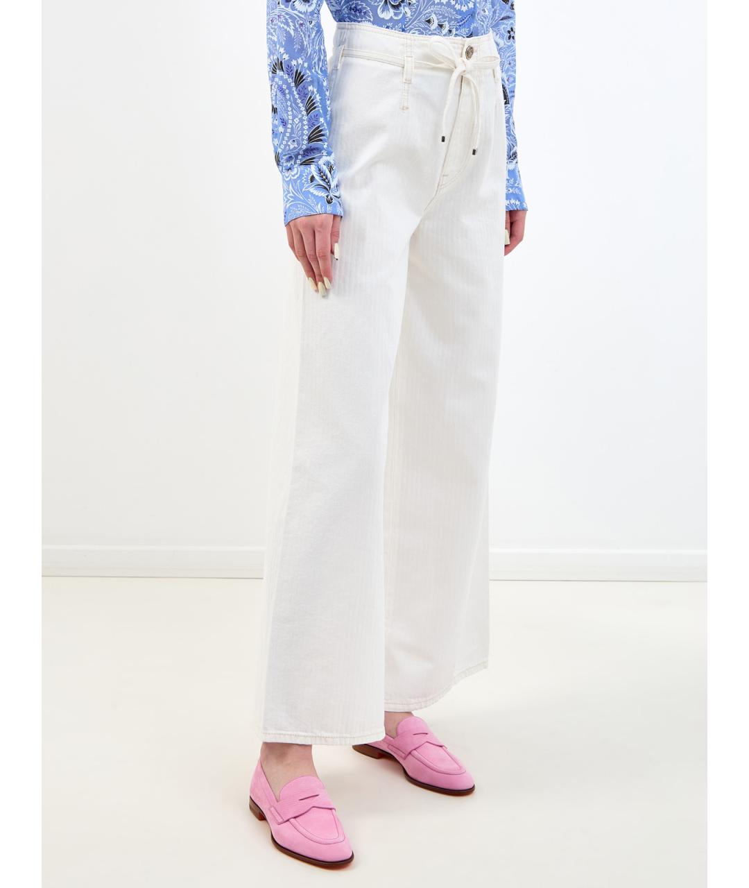 ETRO Белые хлопковые джинсы клеш, фото 3