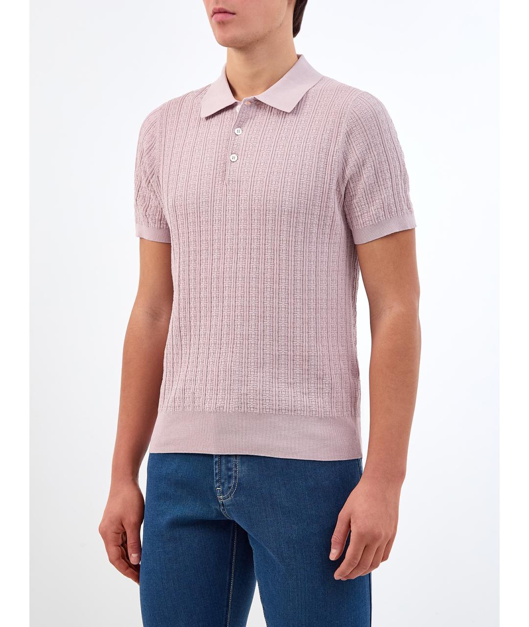 CANALI Розовое хлопковое поло с коротким рукавом, фото 3