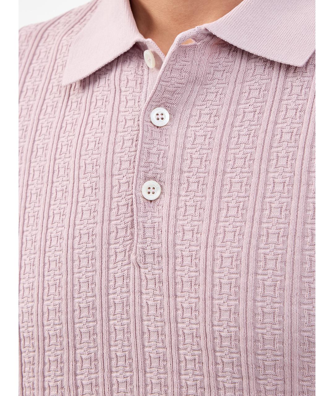 CANALI Розовое хлопковое поло с коротким рукавом, фото 5