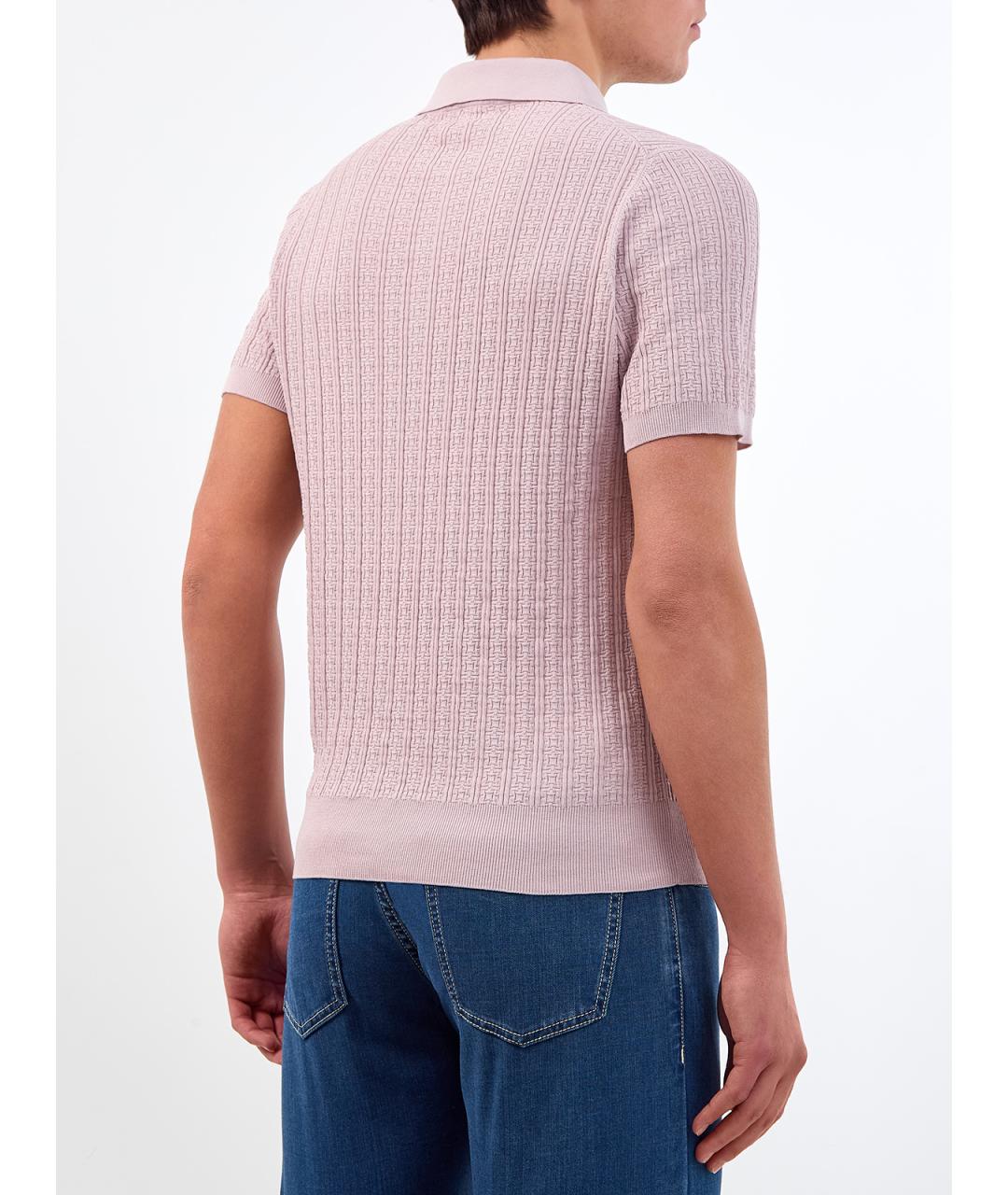 CANALI Розовое хлопковое поло с коротким рукавом, фото 4