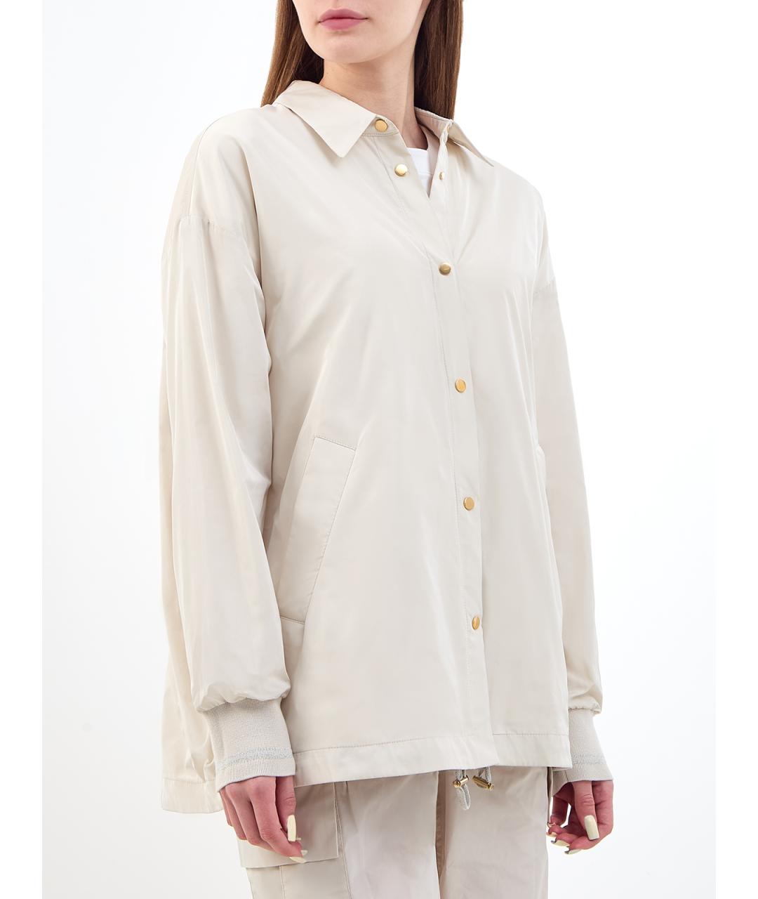 LORENA ANTONIAZZI Бежевая полиэстеровая куртка, фото 3