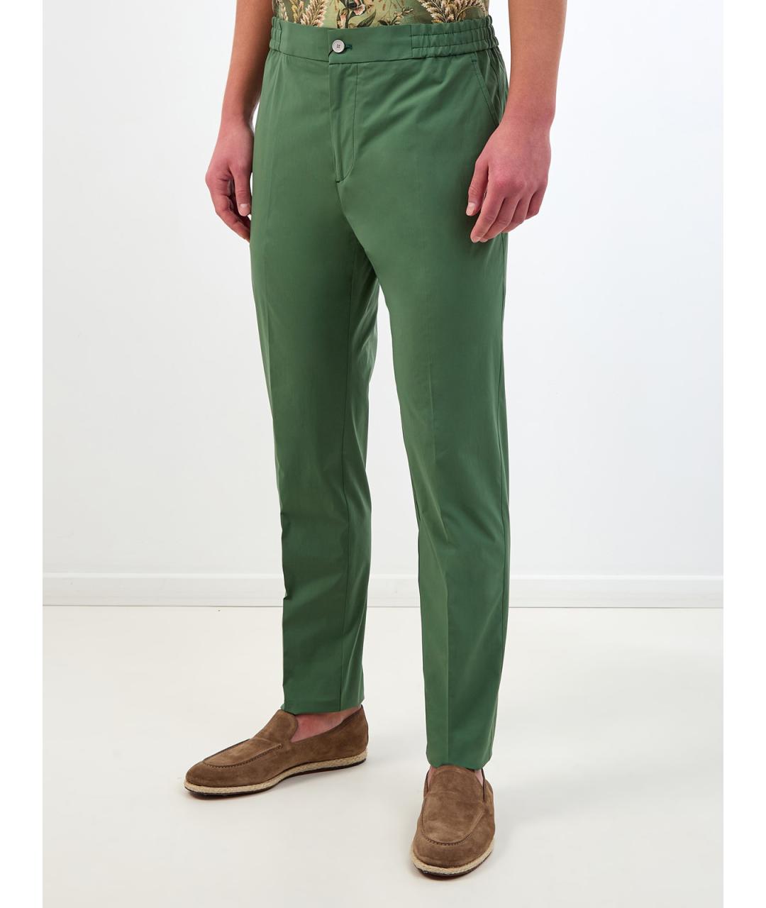 ETRO Зеленые хлопковые повседневные брюки, фото 3