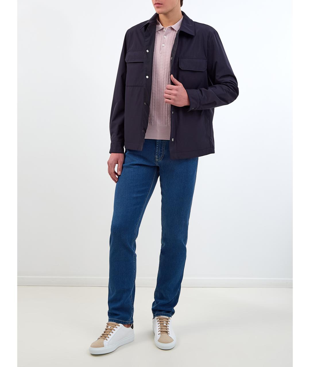 CANALI Темно-синяя полиэстеровая куртка, фото 2