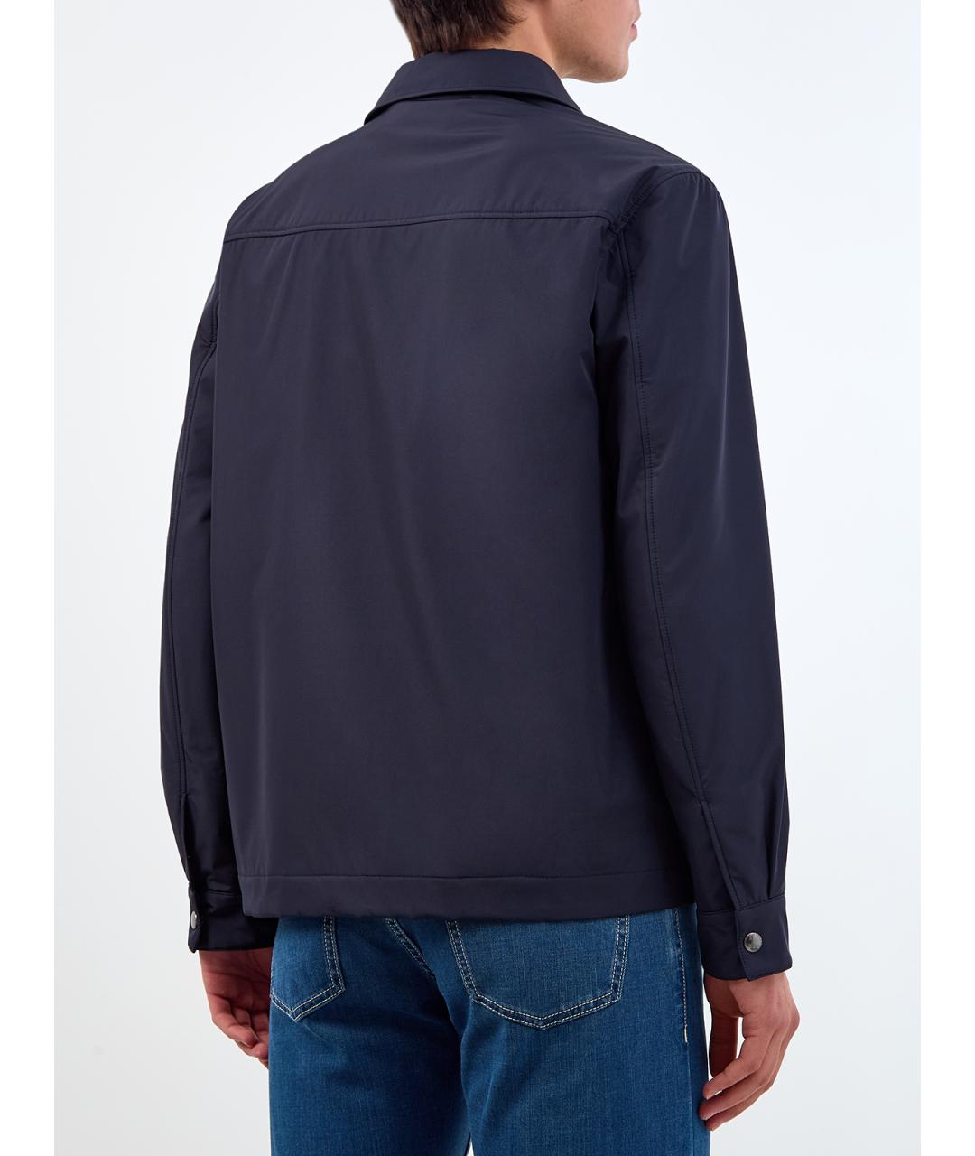 CANALI Темно-синяя полиэстеровая куртка, фото 4