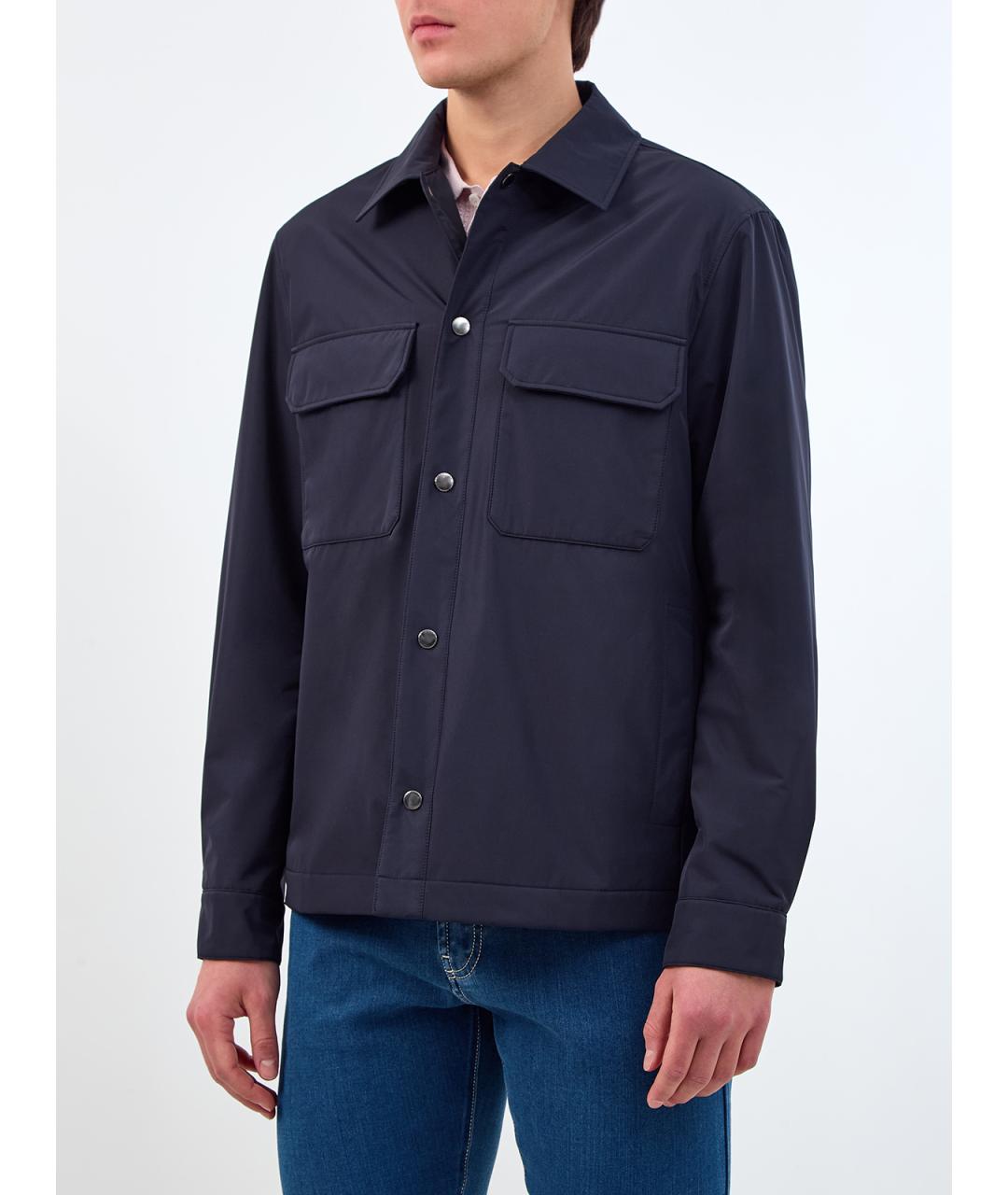 CANALI Темно-синяя полиэстеровая куртка, фото 3