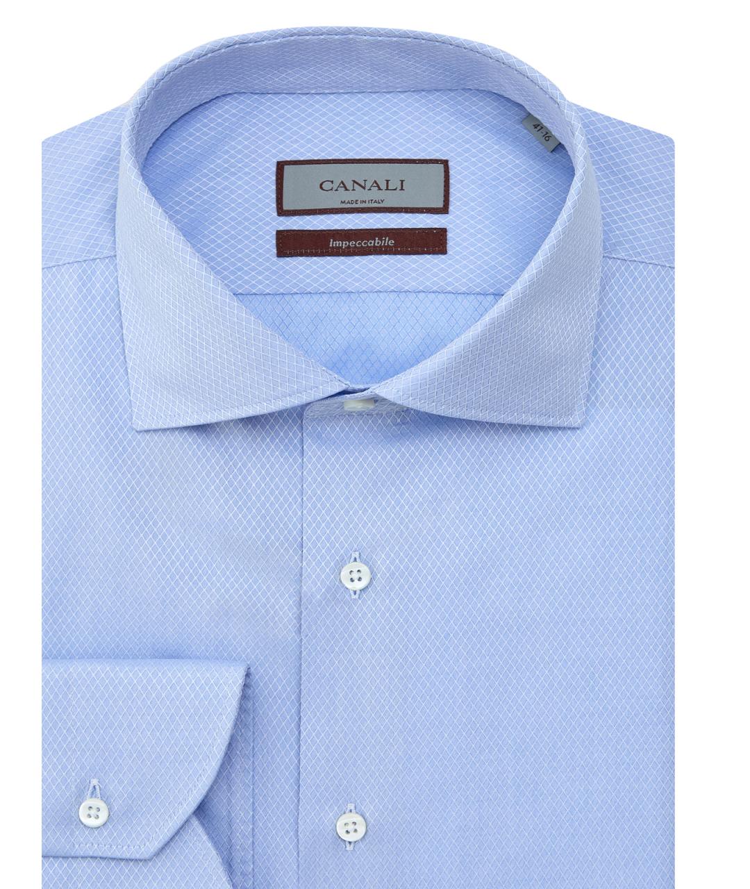 CANALI Голубая хлопковая классическая рубашка, фото 2