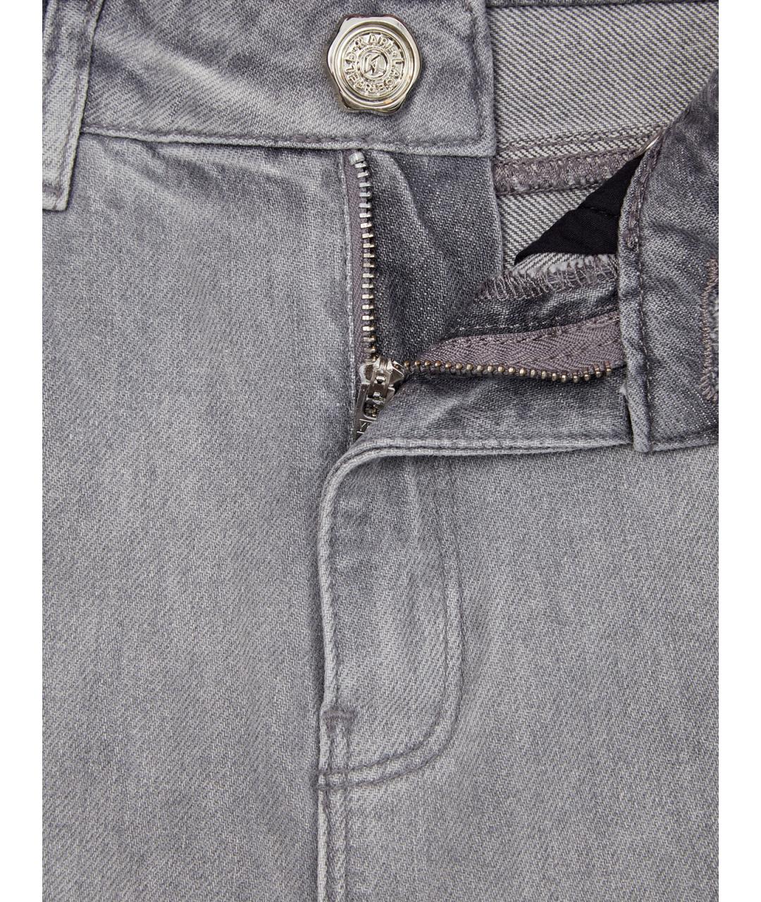 KARL LAGERFELD Серые хлопковые прямые джинсы, фото 6