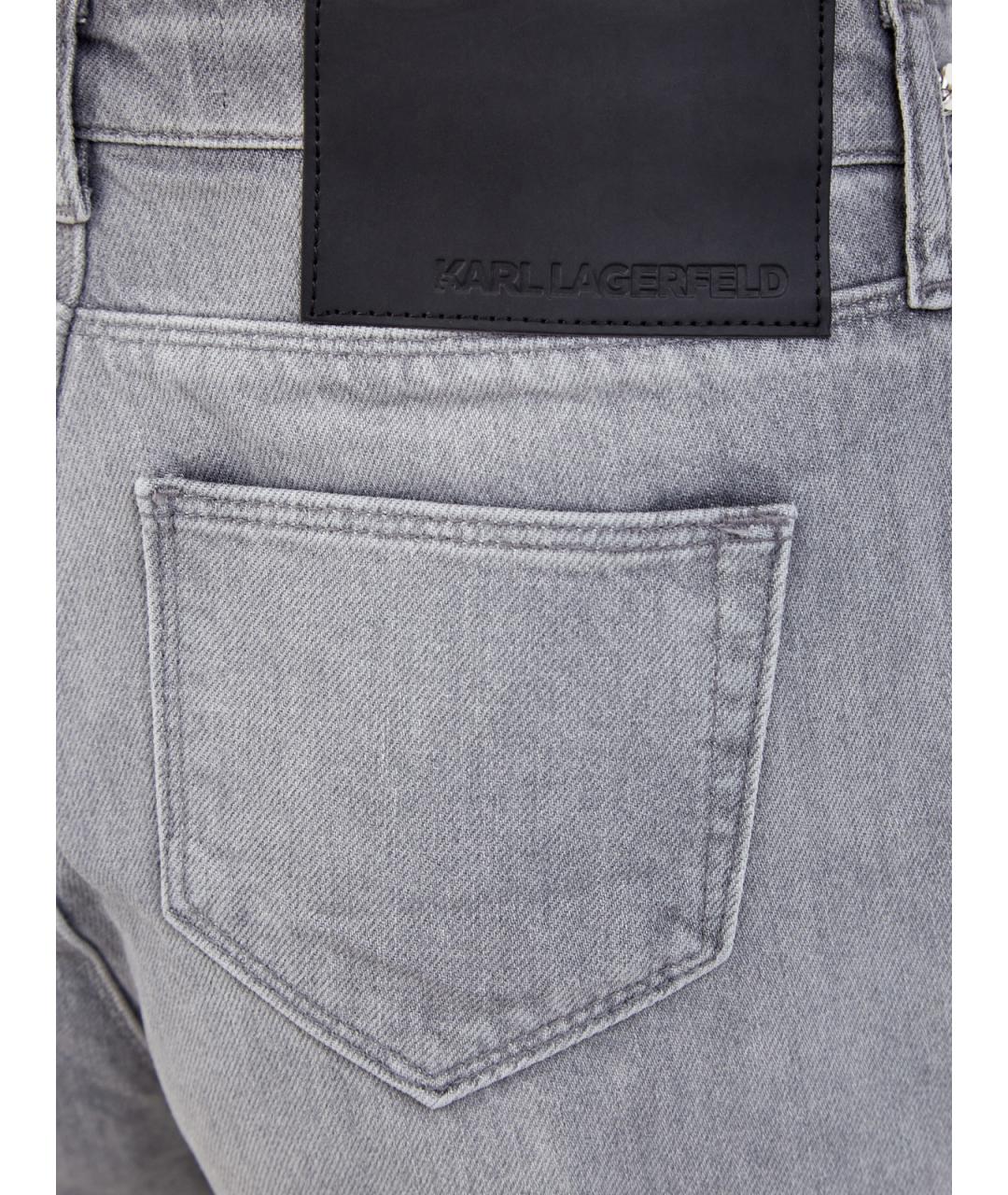 KARL LAGERFELD Серые хлопковые прямые джинсы, фото 5