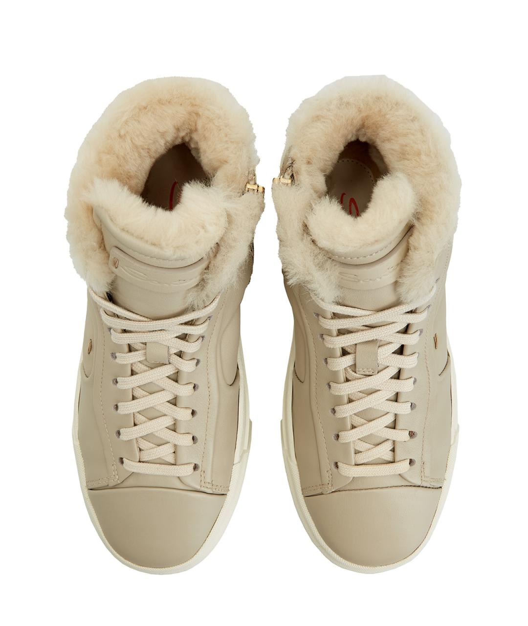 SANTONI Бежевые кожаные кеды, фото 5