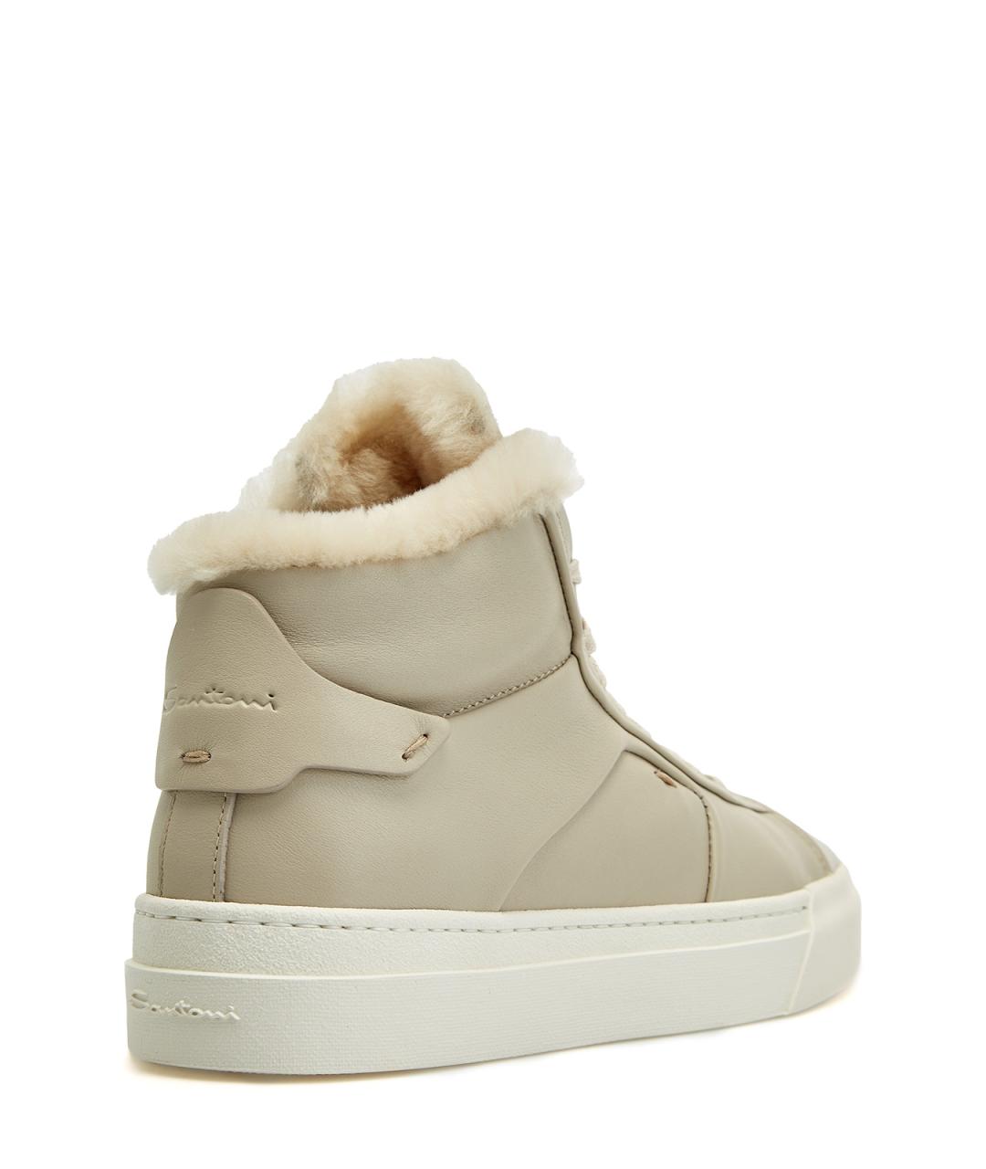 SANTONI Бежевые кожаные кеды, фото 4