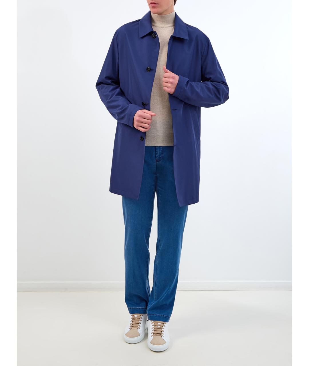 CANALI Синий полиэстеровый тренч / плащ, фото 2