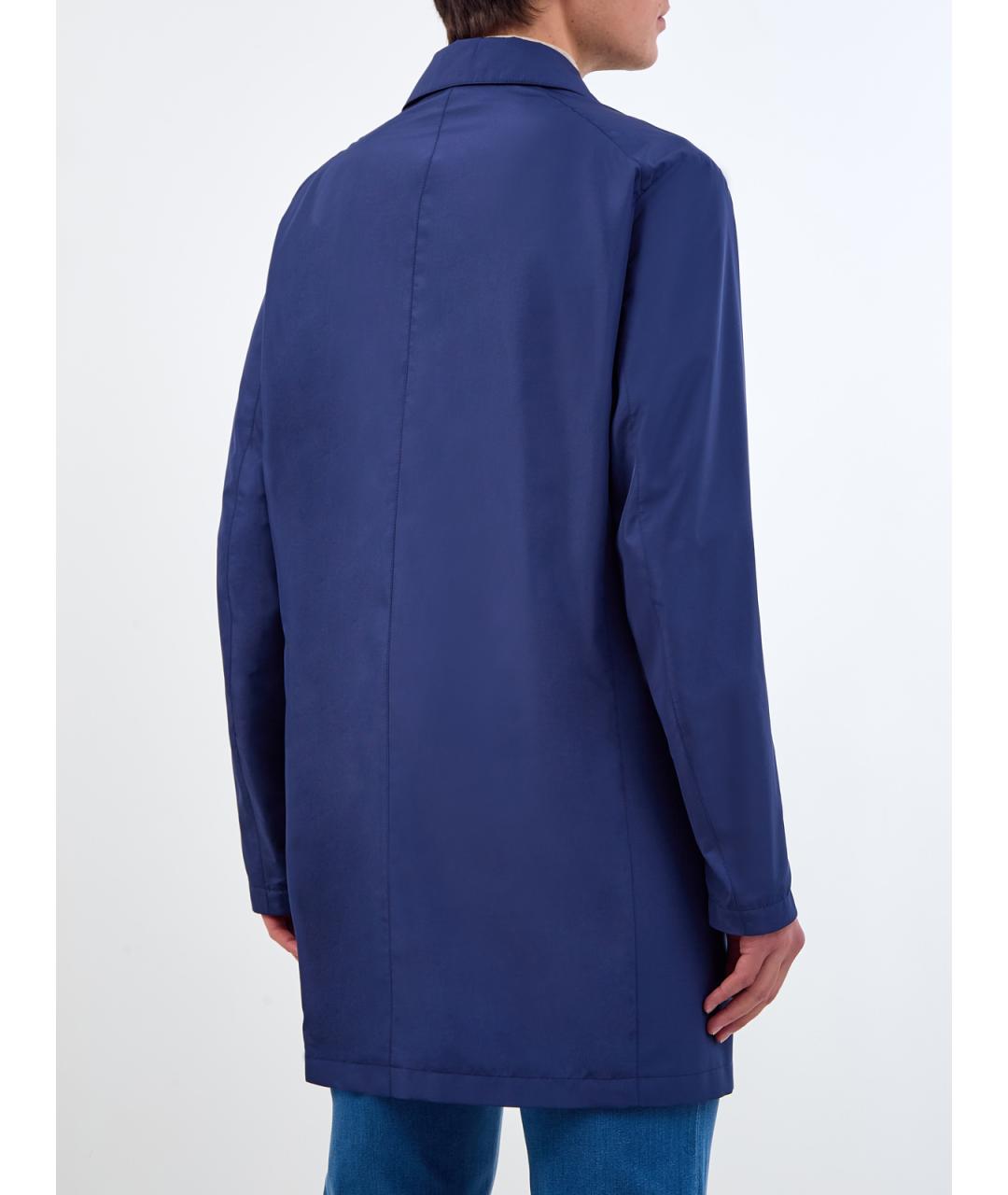 CANALI Синий полиэстеровый тренч / плащ, фото 5