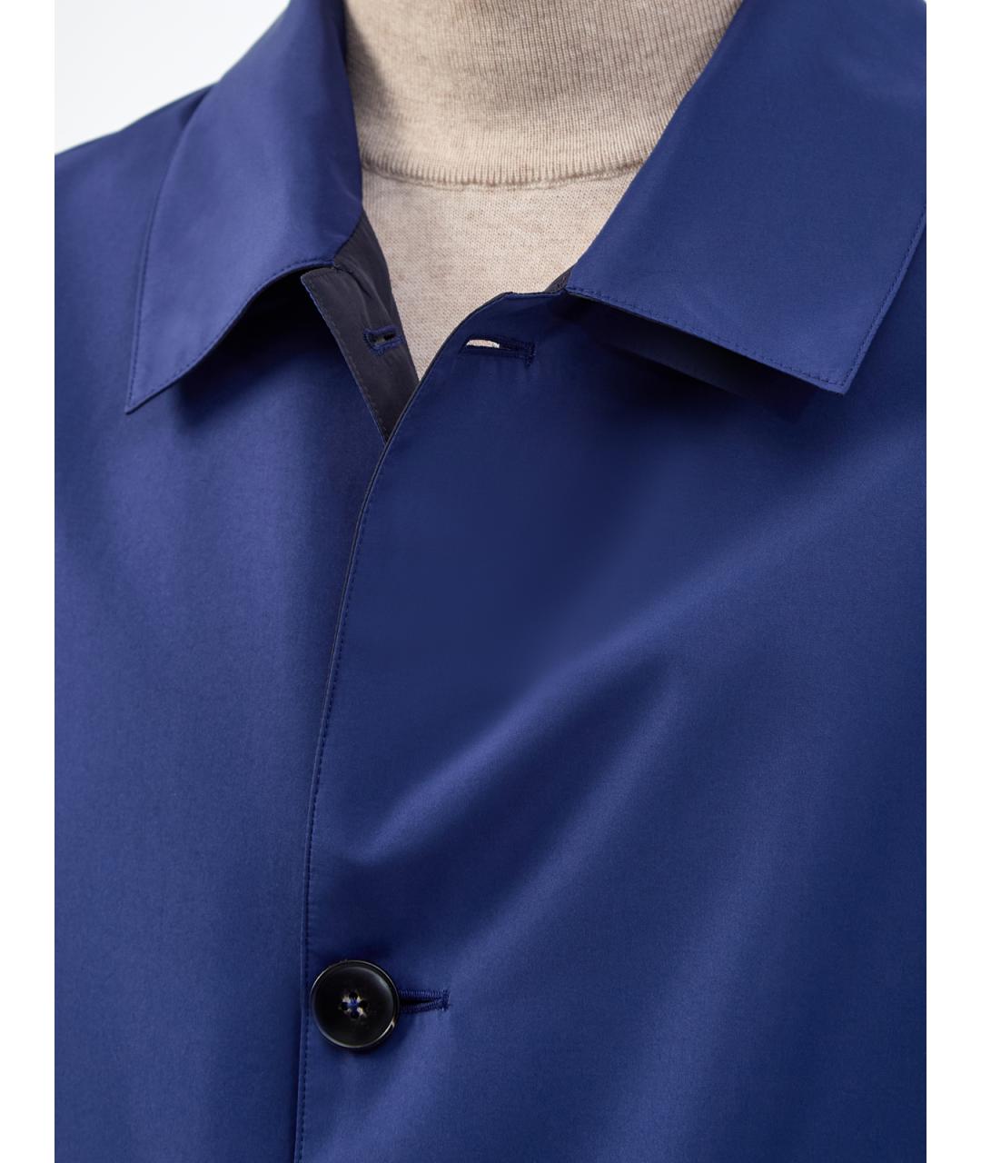 CANALI Синий полиэстеровый тренч / плащ, фото 6