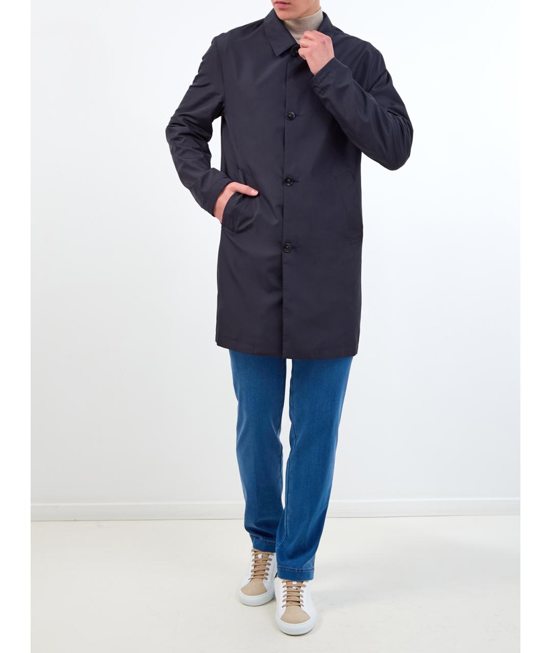 CANALI Синий полиэстеровый тренч / плащ, фото 3