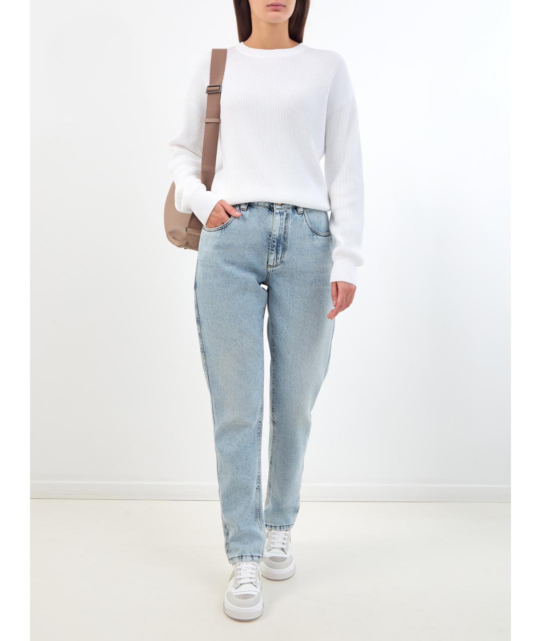 BRUNELLO CUCINELLI Голубые хлопковые джинсы слим, фото 2