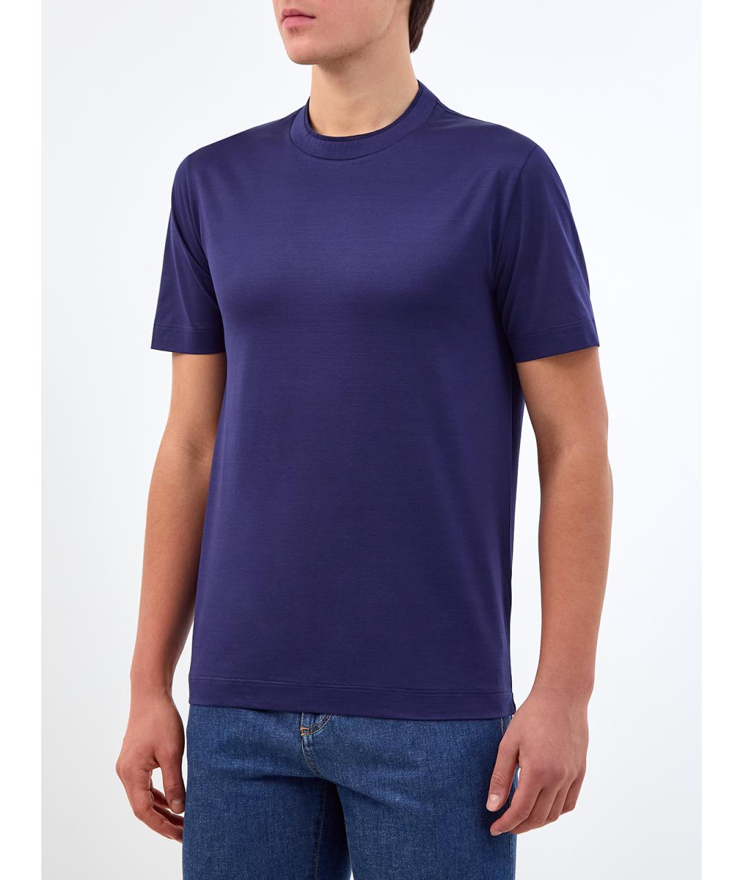 CANALI Синяя хлопковая футболка, фото 3