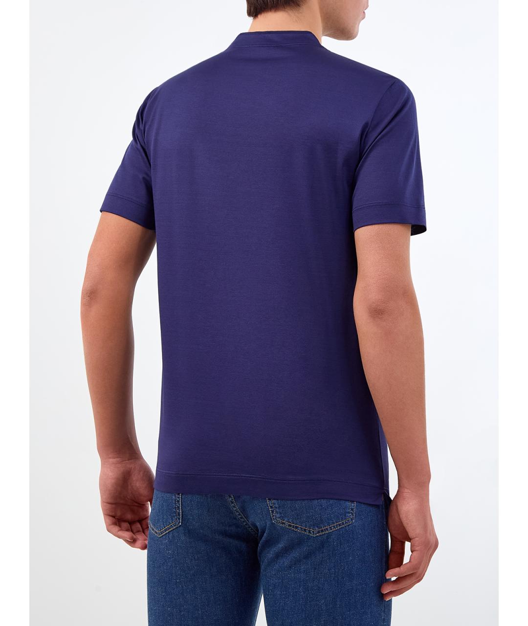 CANALI Синяя хлопковая футболка, фото 4