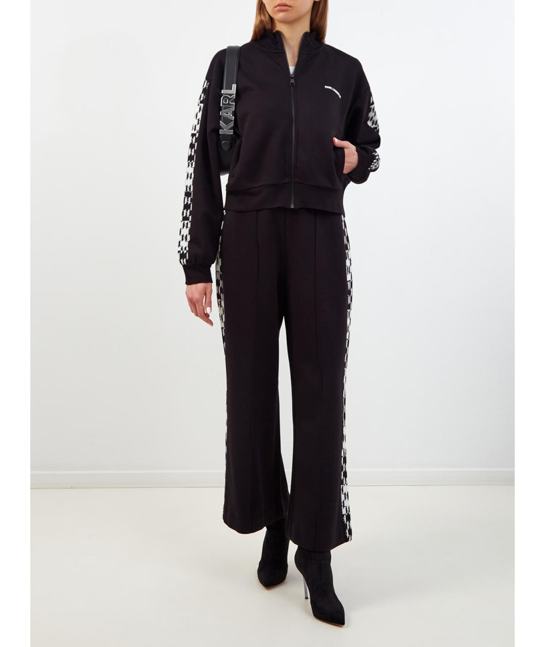 KARL LAGERFELD Черные вискозные прямые брюки, фото 2