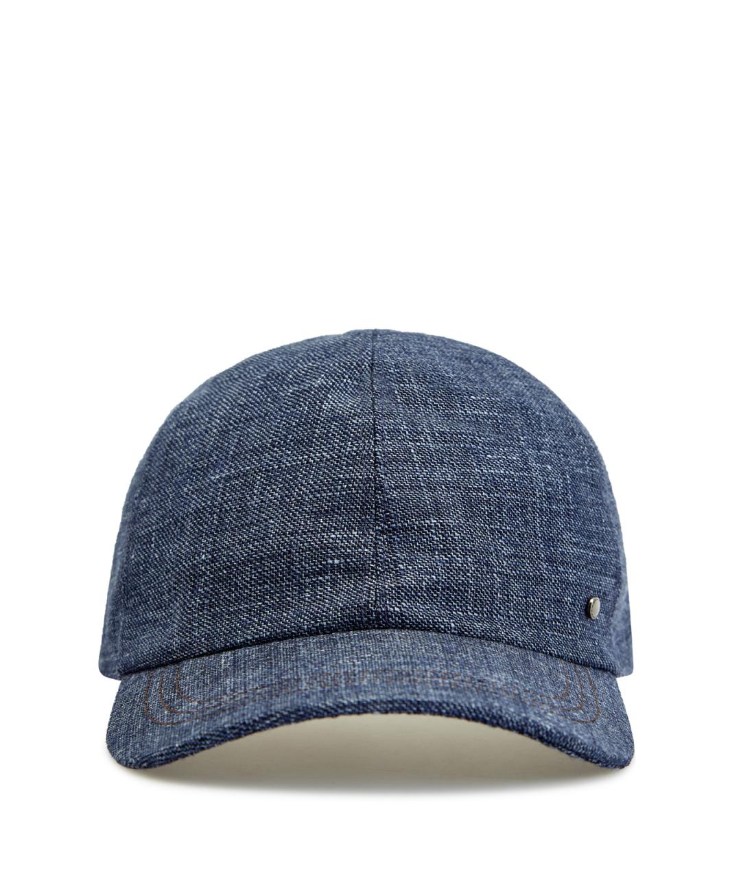 CANALI Синяя льняная кепка/бейсболка, фото 1