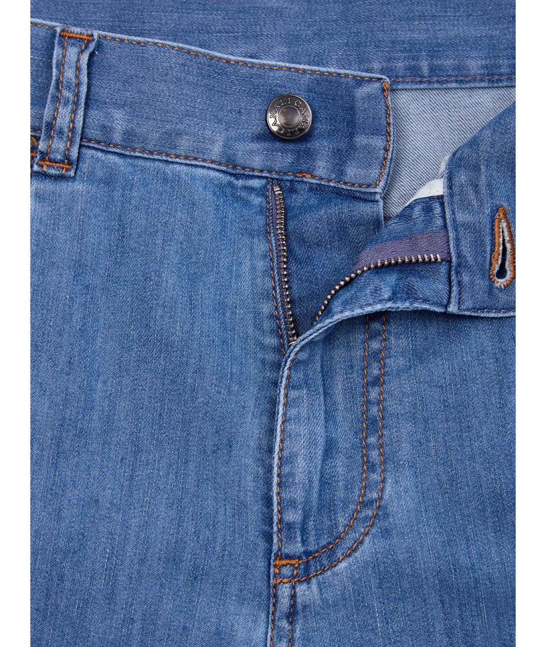 CANALI Голубые хлопковые прямые джинсы, фото 6