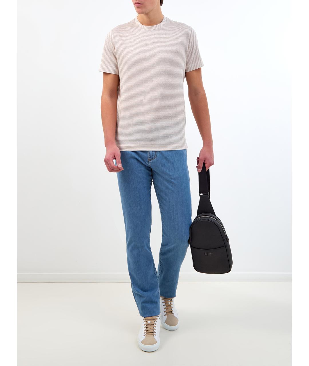 CANALI Голубые хлопковые прямые джинсы, фото 2