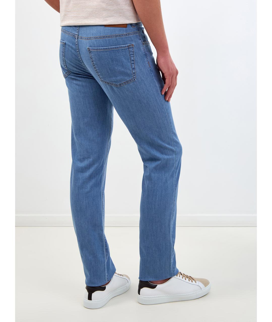 CANALI Голубые хлопковые прямые джинсы, фото 4