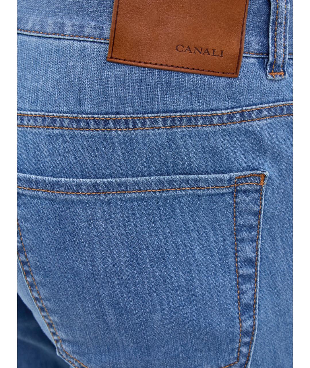 CANALI Голубые хлопковые прямые джинсы, фото 5