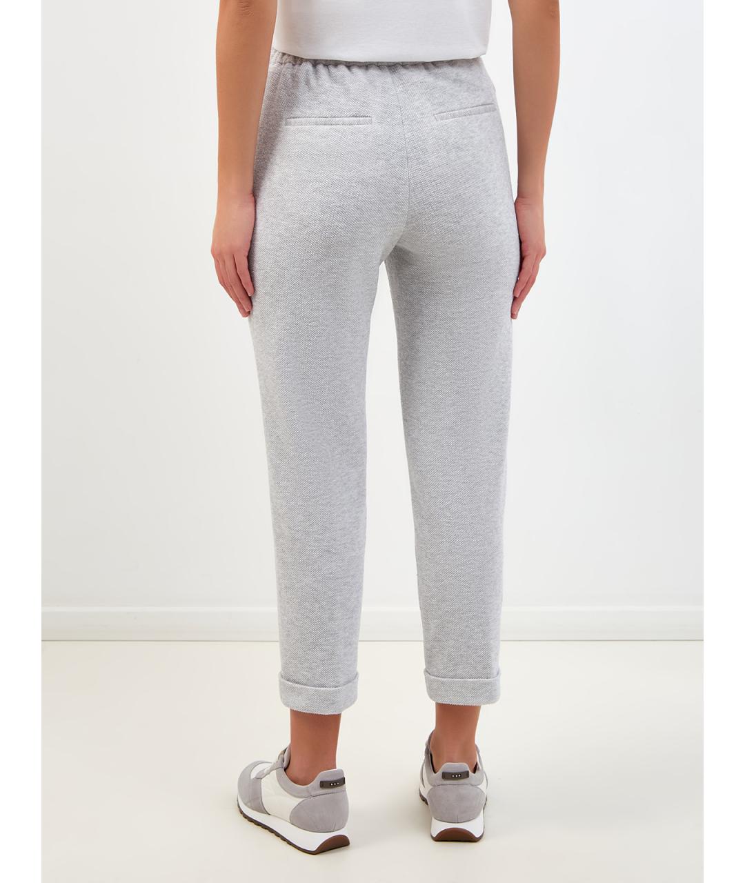 PESERICO Серые хлопковые прямые брюки, фото 4