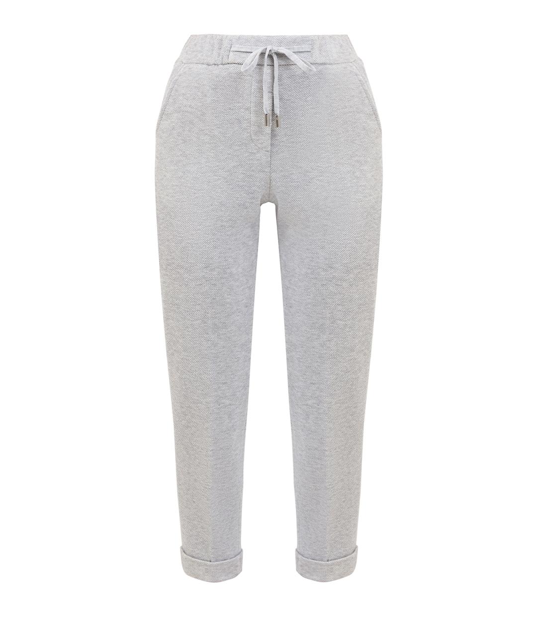 PESERICO Серые хлопковые прямые брюки, фото 1