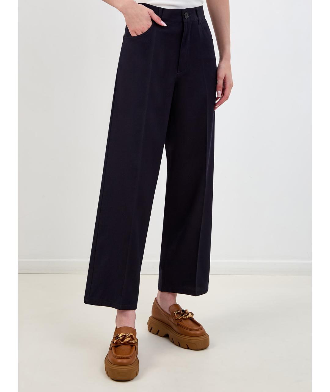 JIL SANDER Темно-синие шерстяные прямые брюки, фото 3