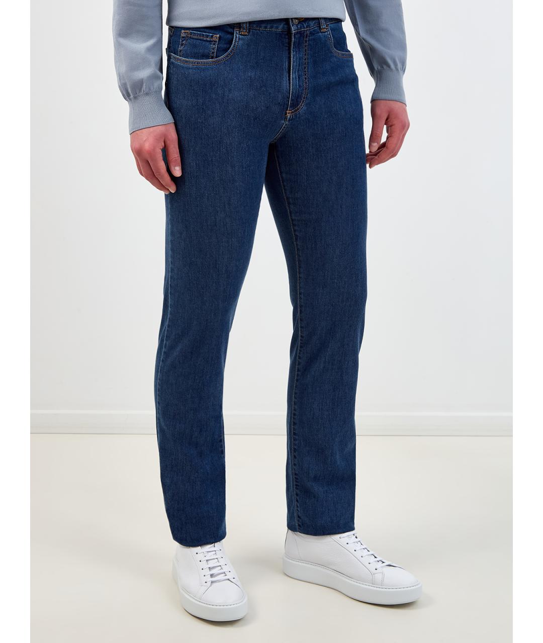 CANALI Синие прямые джинсы, фото 3
