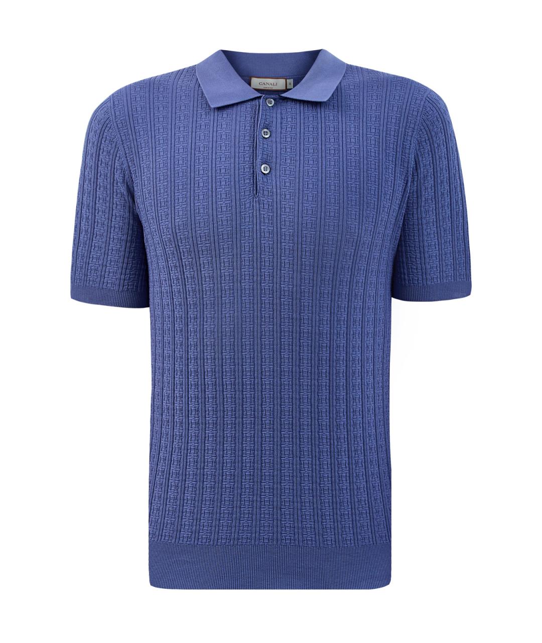 CANALI Синее хлопковое поло с коротким рукавом, фото 1