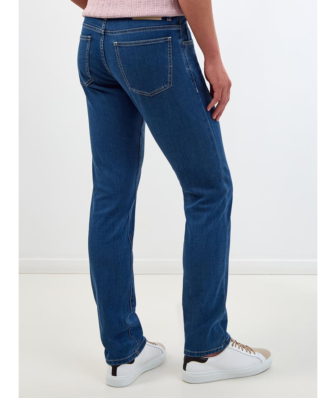 CANALI Синие хлопковые прямые джинсы, фото 4