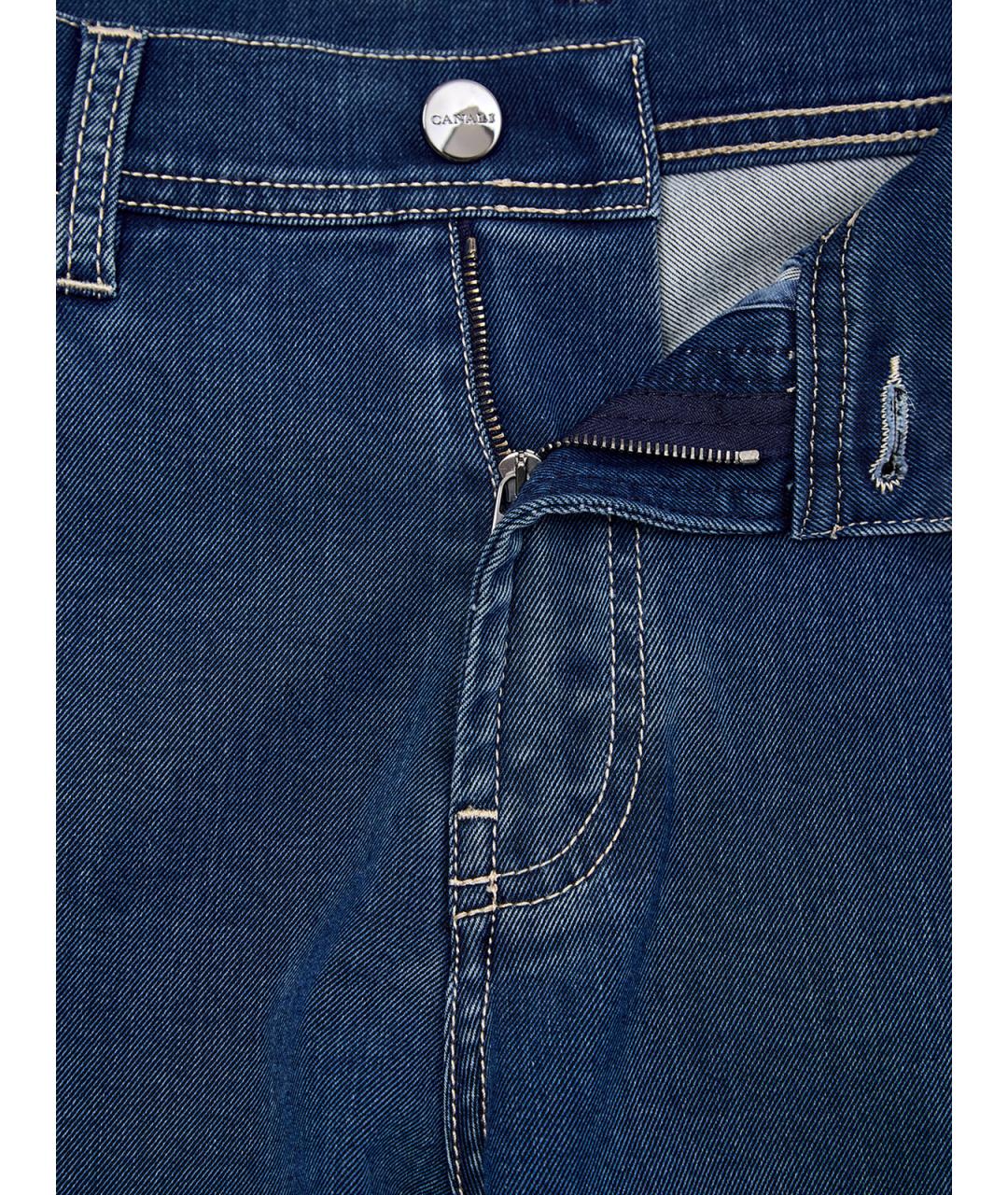 CANALI Синие хлопковые прямые джинсы, фото 6