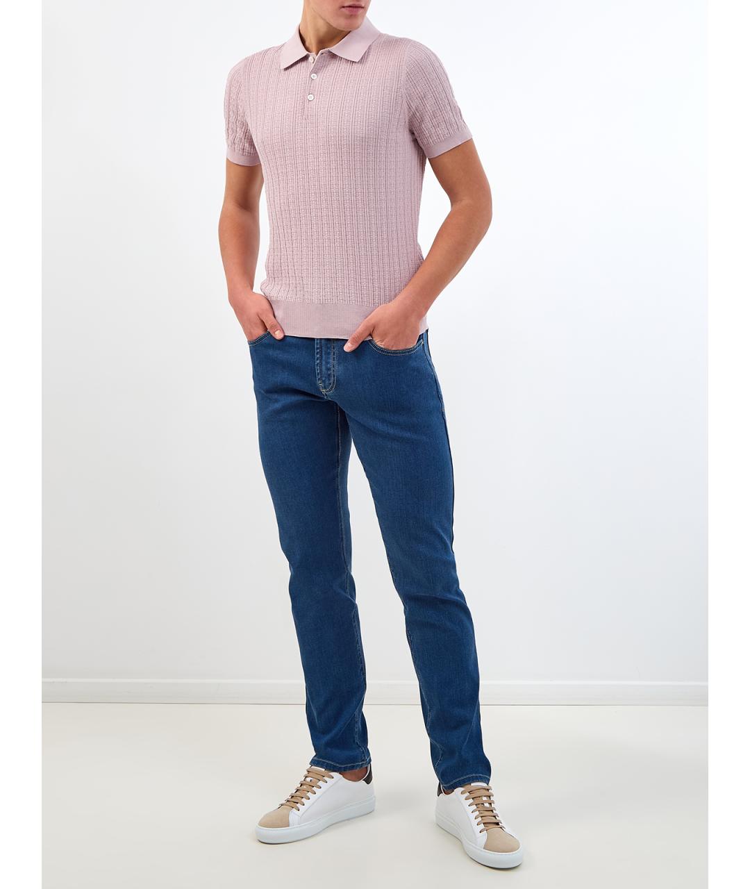 CANALI Синие хлопковые прямые джинсы, фото 2