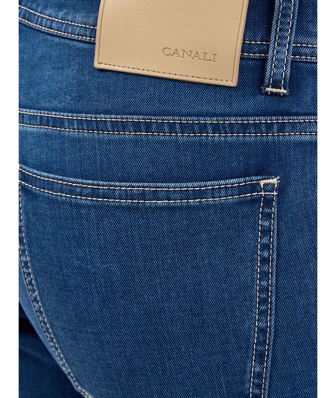 CANALI Синие хлопковые прямые джинсы, фото 5