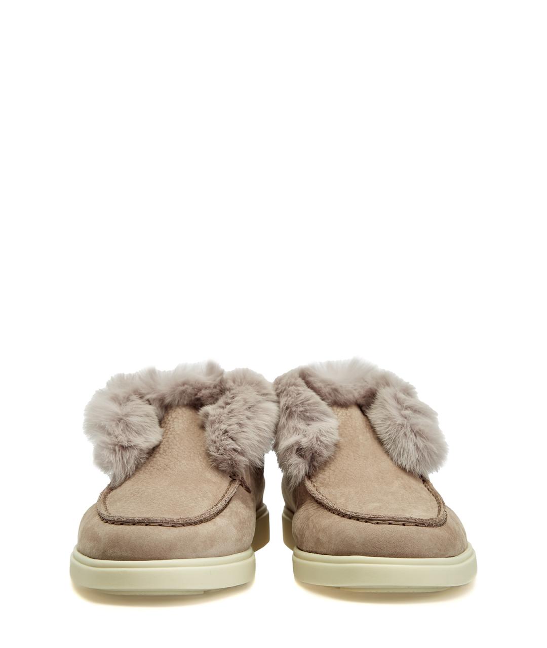 SANTONI Бежевые нубуковые лоферы, фото 5